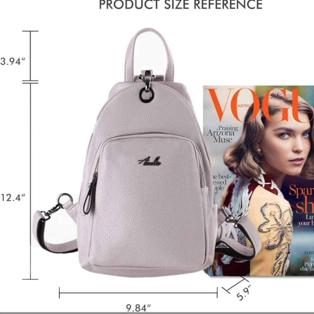 Gray Minimalist Backpack With Diagonal Strap - image 5